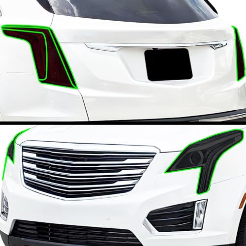 Full Headlight Taillight Tint Kit Compatible with Cadillac XT5 2017 (Full Tint Kit / Dark Smoke)