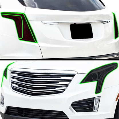 Full Headlight Taillight Tint Kit Compatible with Cadillac XT5 2017 (Full Tint Kit / Dark Smoke)