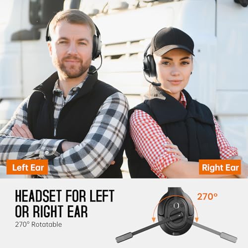 Upgrated Trucker Bluetooth Headset with ENC Microphone (Headset with Replaceable EarPad)