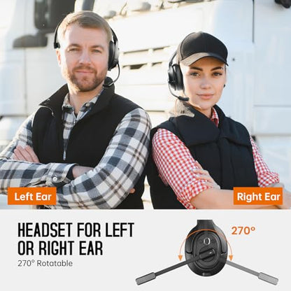 Upgrated Trucker Bluetooth Headset with ENC Microphone (Headset with Replaceable EarPad)