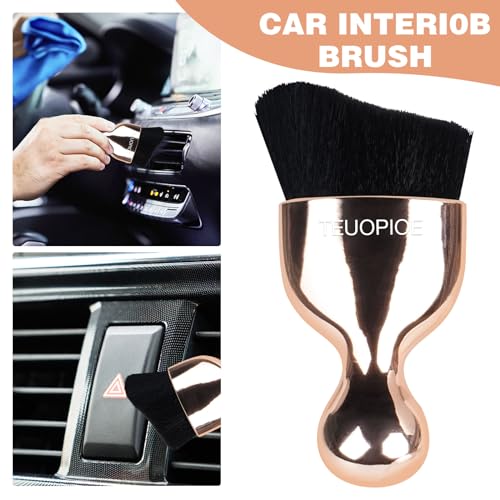 Car Detailing Brush for Interior Dusting and Air Vents (Rose Gold)
