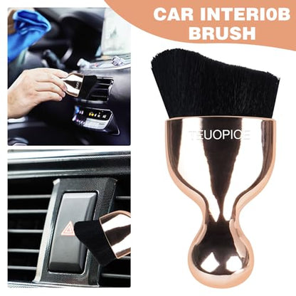 Car Detailing Brush for Interior Dusting and Air Vents (Rose Gold)