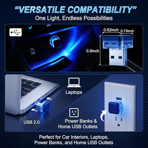 4 PCS Car Interior USB LED Lights