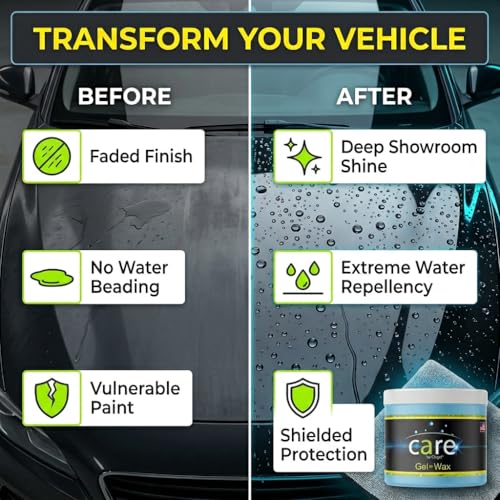 Care Gel-Wax, Car Wax for Shiny Finish, Reduces Water Spot, Durable, Effective on Various Surfaces, 26 Oz
