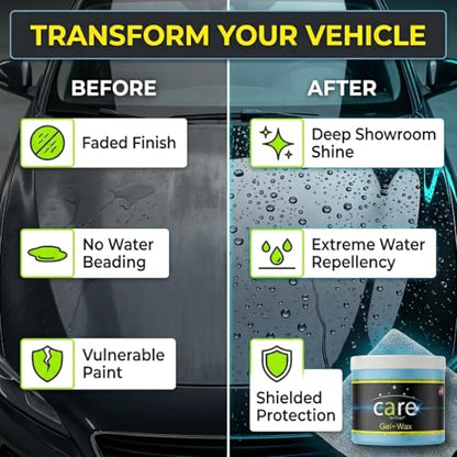 Care Gel-Wax, Car Wax for Shiny Finish, Reduces Water Spot, Durable, Effective on Various Surfaces, 26 Oz