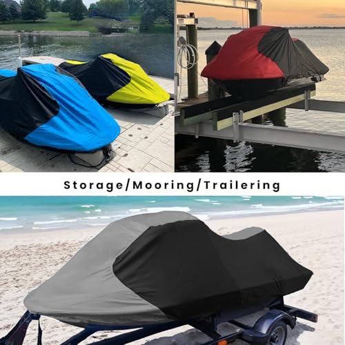Jet Ski Cover Waterproof Gray (Gray/Black / Fits from 126"-135"(3 seater))
