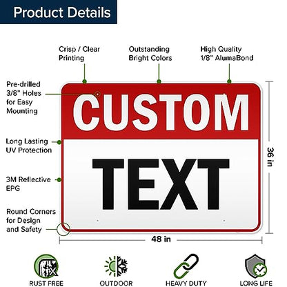 Custom Sign Custom Sign for Business (Header - Horizontal / 36x48 - DiBound Reflective)