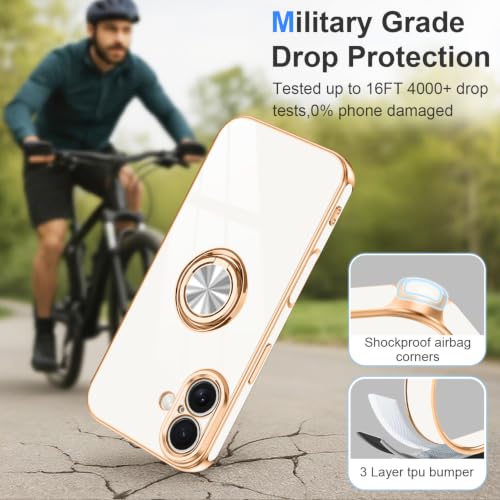 Designed for iPhone 17 Case with Ring Stand Slim White (White / 6.3'' iPhone 17)