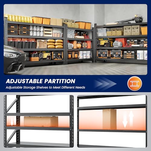48" W Metal Garage Storage Shelves (48"Wx24"Dx69"H)