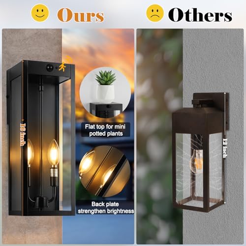 16 Inch Motion Sensor Dusk to Dawn Outdoor Porch Lights 2 Pack (Motion Sensor)