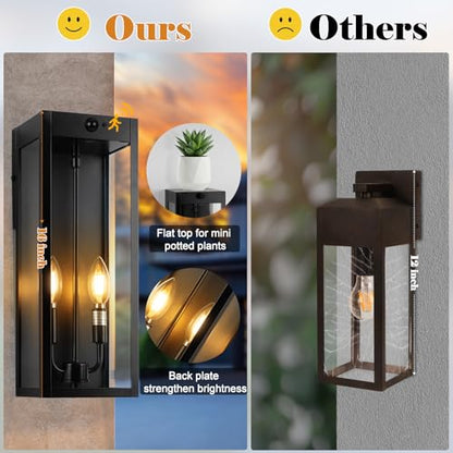 16 Inch Motion Sensor Dusk to Dawn Outdoor Porch Lights 2 Pack (Motion Sensor)