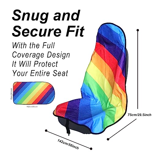 Car Seat Cover Protector Front Seats (2Pcs Front Seat Towel / Rainbow)