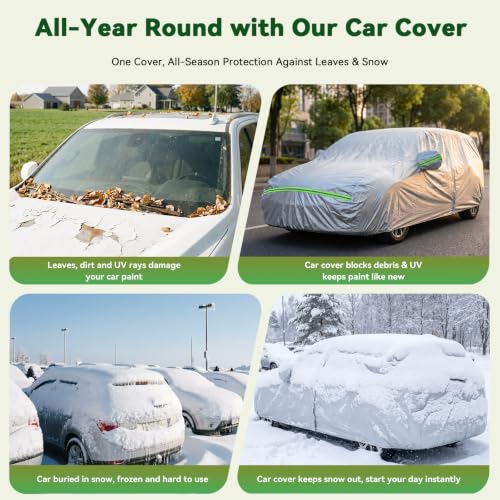 6 Layers Premium MPV Car Cover Waterproof All Weather Weatherproof UV Sun Protection Snow Dust Storm Resistant Outdoor Exterior Custom Form (Silver Car Cover / K16 - MPV -（Fits size 180"-198"）)