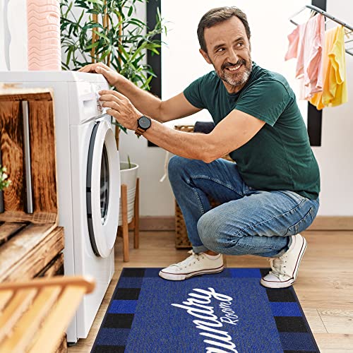 26" x 35" Laundry Room Rug (Laundry Navy Checkered)