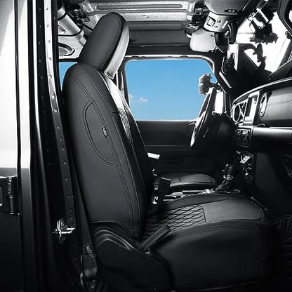 Wrangler JL Seat Covers Custom Fit for Jeep Wrangler (Black / 18-26 JL 2/4 Door Front)