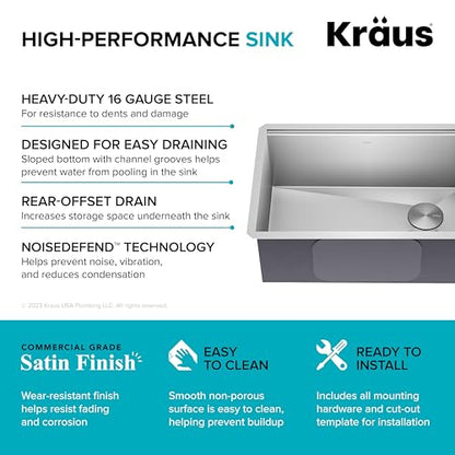 Stainless Steel 27 in Undermount Kitchen Sink KWU110 (Stainless Steel / 27 inch / Sink)