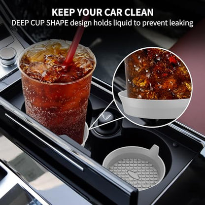 Car Cup Holder Coasters [4 Pack] Silicone Cups Mats (4 Pack-light Grey)