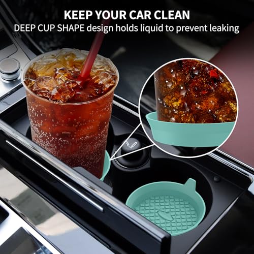 Car Cup Holder Coasters [4 Pack] Silicone Cups Mats (4pack-teal Blue)