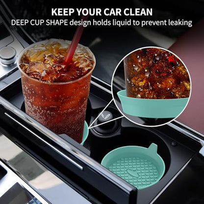 Car Cup Holder Coasters [4 Pack] Silicone Cups Mats (4pack-teal Blue)