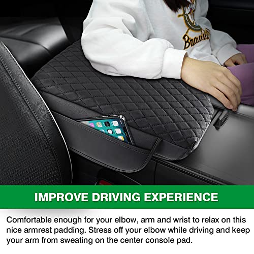 Custom Fit for Center Console Cover Hyundai Palisade 2020 2021 2022 2023 2024 2025 2026 Armrest Cover Center Console Pad PU Leather Armrest Seat Box Cover Protector with Pockets Storage Bag (For Hyundai Palisade 2020-2026)