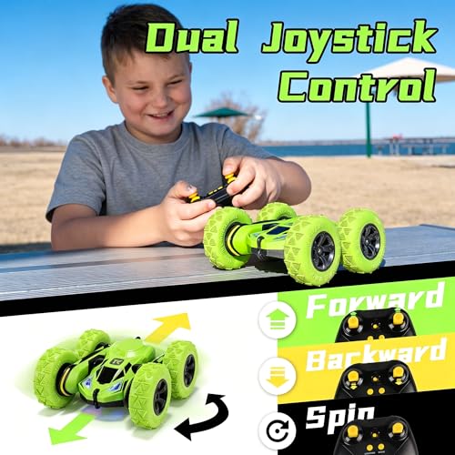 Remote Control Flip Stunt Car Double Sided Driving Toys Gifts (Green)