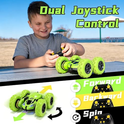 Remote Control Flip Stunt Car Double Sided Driving Toys Gifts (Green)