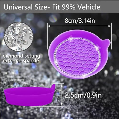 4pcs Bling Car Cup Holder Coaster (New Purple / 4pcs)
