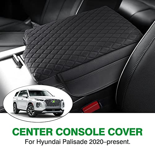 Custom Fit for Center Console Cover Hyundai Palisade 2020 2021 2022 2023 2024 2025 2026 Armrest Cover Center Console Pad PU Leather Armrest Seat Box Cover Protector with Pockets Storage Bag (For Hyundai Palisade 2020-2026)