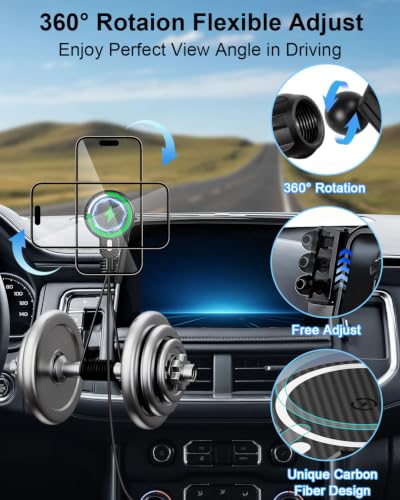 Magnetic Car Phone Mount for 2021 (Tahoe/Suburban/GMC Yukon/GMC Yukon XL 2021-2024 / Magsafe+ Wireless Charger)