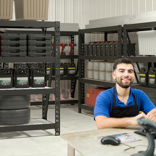 Heavy Duty Metal Garage Shelving (Black / 68"W x 24"D x 65"H)
