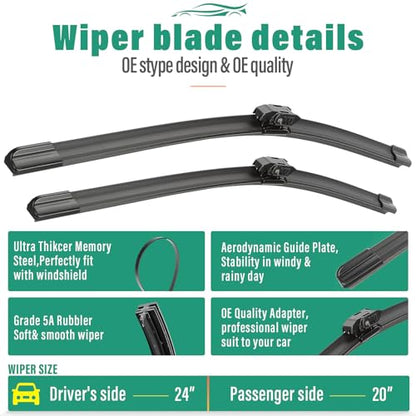 Windshield Wiper Blades Replacement for 2018 (24"+20"+13")
