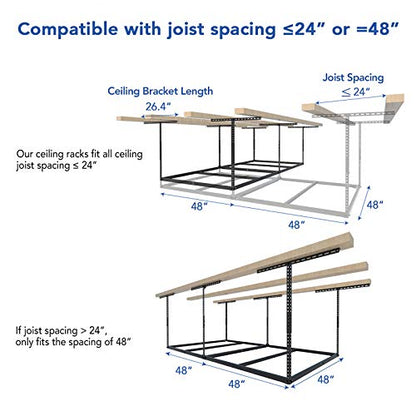 4x8 Overhead Garage Storage Rack (Black)