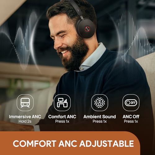 BH74 with Stand ANC Wireless Headset with Microphone for PC (Black (UC) / BH74 + stand)