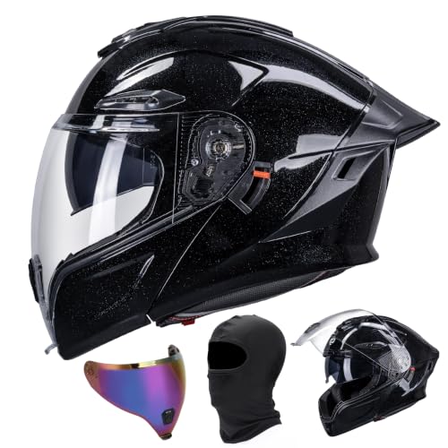 Modular Motorcycle Helmet DOT Certified Full Face Helmet Flip up Street Motorcycle Helmets for Unisex Adult Glossy Black Full Face Motorcycle Helmet (Glossy Black / Large)