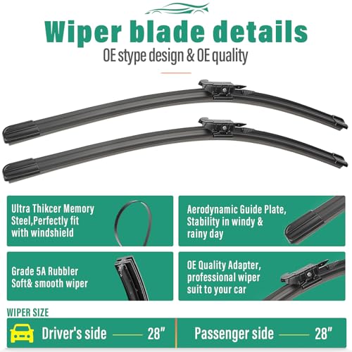 Windshield Wiper Blades Replacement for Ford Edge 2015 (28" 28" 15")