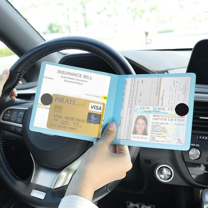 Car Registration and Insurance Card Holder (Mesh Texture Light blue)