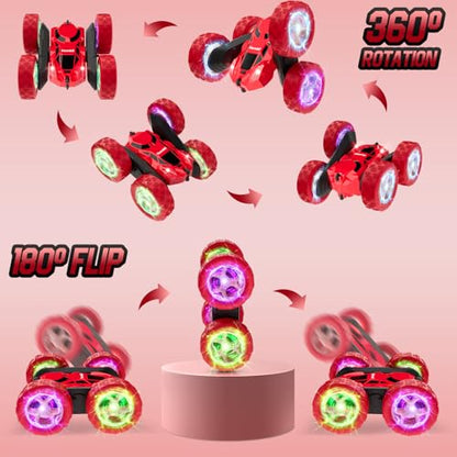 Remote Control Car for Kids Ages 6 (Red / Glow (Headlights & Wheel Lights))