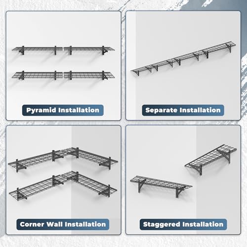 4 Pack Wall Mounted Garage Shelving (4 pack-1x4ft)
