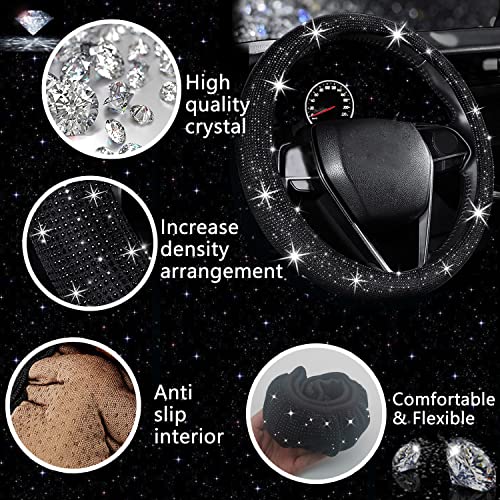 27 PCs Black Bling Car Accessories Set for Women (Black Diamond)