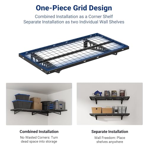 2 Pack 2x4ft Corner Wall Shelving Garage Storage Rack (Black / 2pack-2x4ft)