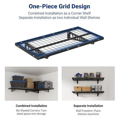 2 Pack 2x4ft Corner Wall Shelving Garage Storage Rack (Black / 2pack-2x4ft)