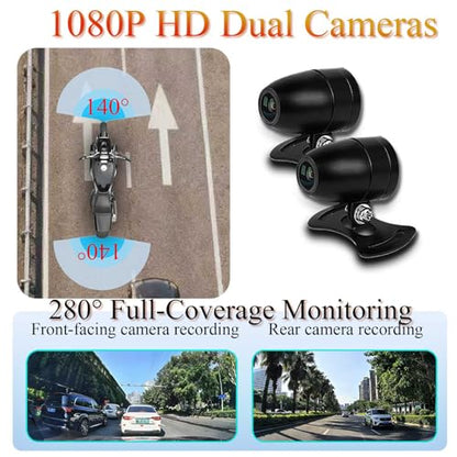 BODIMIA 7" Motorcycle Dash Cam with Camera (7‘’ Motorcycle Dash Cam + Dual Camera & TPMS)