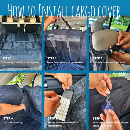 Bulldogology SUV Cargo Liner for Dogs 55"x82" Heavy Duty Complete Pet Trunk Cargo Cover Area (Mesh Black / Large)