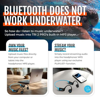 TRI 2 Multi Sport Waterproof Headphones with Charging Case (TRI 2 Blue + Charging Case)
