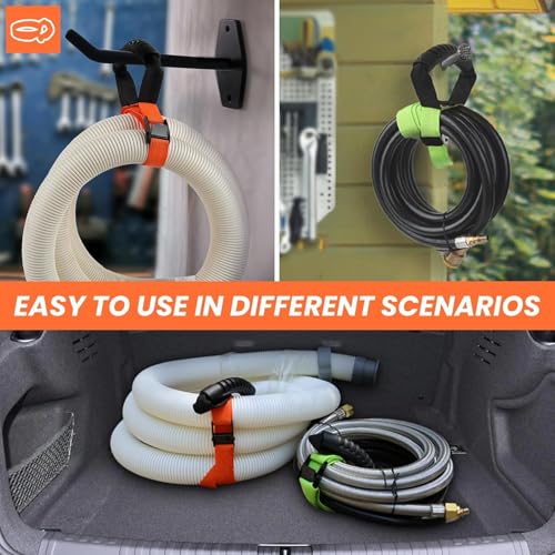 Heavy Duty Storage Straps with Handle and Easy Adjustable Steel Black Lock Slider Buckles (2 Pack)