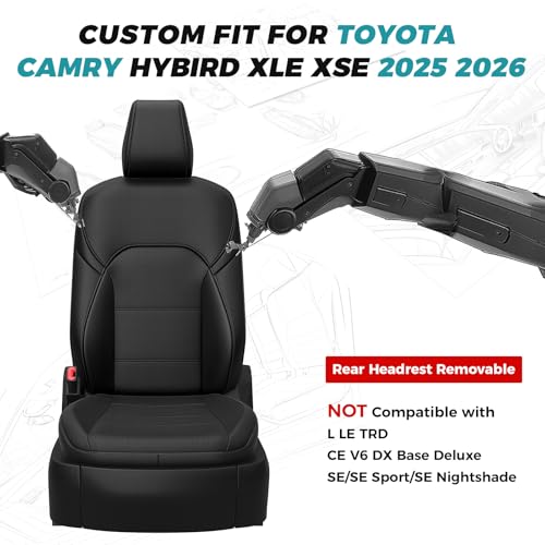 Custom Seat Covers for Toyota Camry 2025 2026 Hybrid (Black / 2025-2026 Camry XLE XSE)