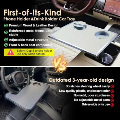 Car Desk for Laptop 360° Rotating Tesla Tray with Cup Holder Phone Stand (𝗦𝗾𝘂𝗮𝗿𝗲 · White / 𝗔𝗺𝗮𝘇𝗼𝗻 𝗖𝗵𝗼𝗶𝗰𝗲)