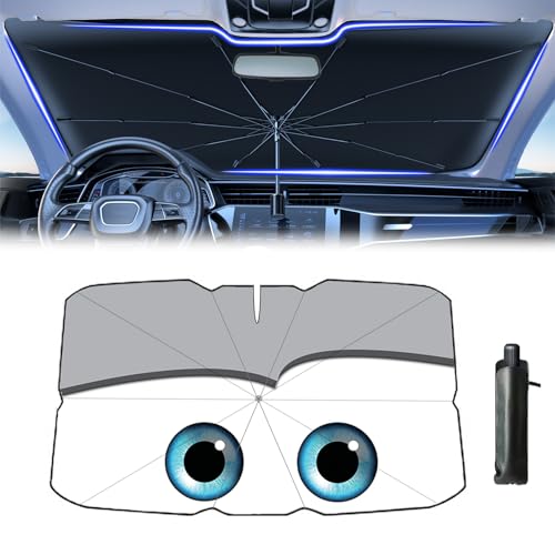 Windshield Sun Shade 2025 Car Accessories 100% Blackout Car Front Windsow Shades Umbrella Automotive Sun Visor Block Heat Insulation Protection (Grey)