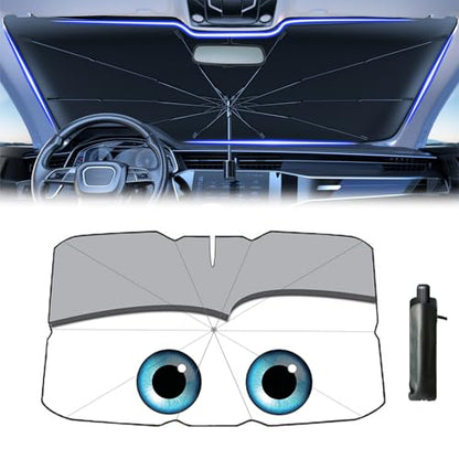 Windshield Sun Shade 2025 Car Accessories 100% Blackout Car Front Windsow Shades Umbrella Automotive Sun Visor Block Heat Insulation Protection (Grey)