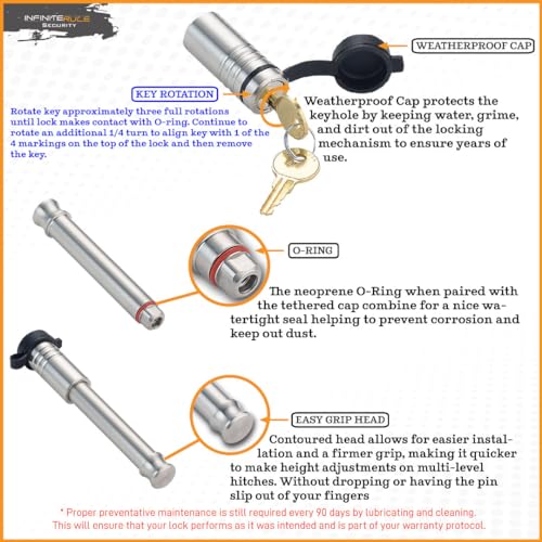 2.5" Receiver Hitch Lock (Fits: 2" And 2.5" Receiver Class III, IV, & V / 1PK (1) Receiver Lock)